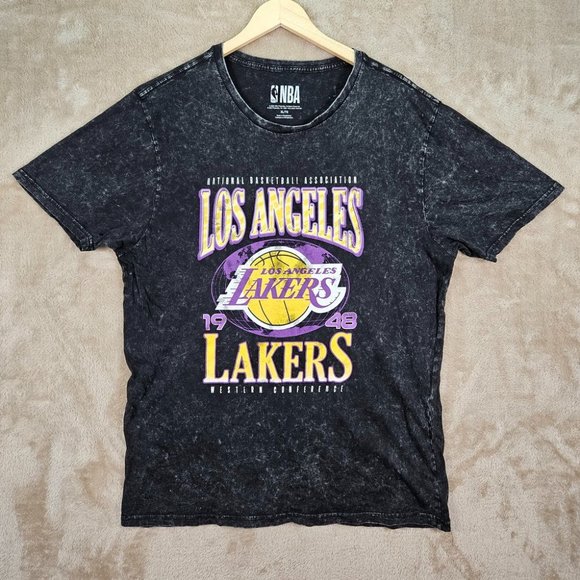 NBA Los Angeles Lakers Western Conference Acid Wash T-Shirt Men's Size XL Gray - Picture 1 of 10